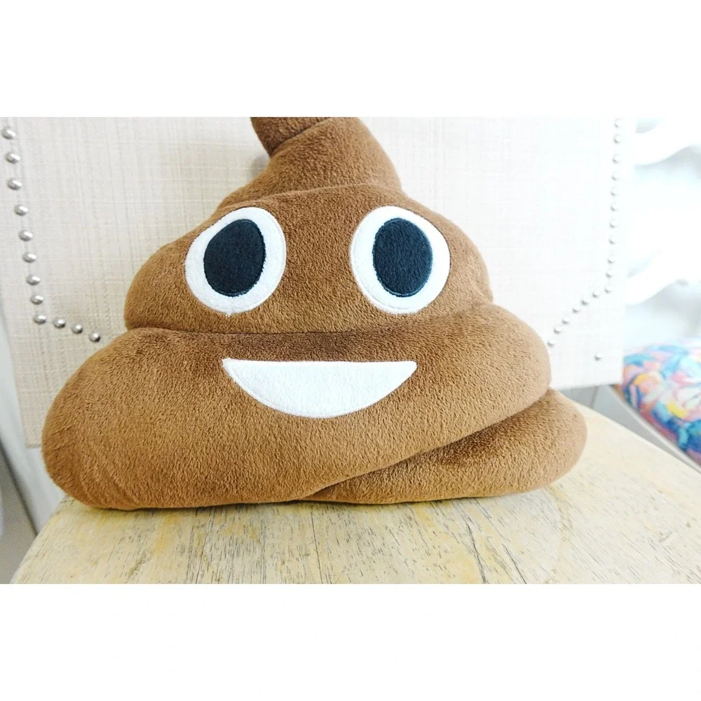 Pile of Poo Emoji‎ Throw Pillow - Poop Face Stuffed Plush Toy - Smiley Plushie